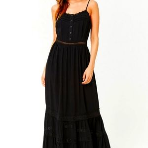 Forever 21 Black Maxi Dress with Crochet Trim